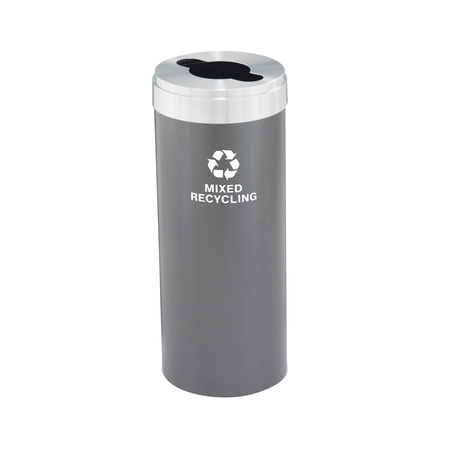 GLARO 15 gal Round Recycling Bin, Silver Vein/Satin Aluminum M-1242SV-SA-M3