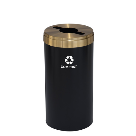 GLARO 16 gal Round Recycling Bin, Satin Black/Satin Brass M-1532BK-BE-M4