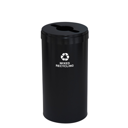 GLARO 16 gal Round Recycling Bin, Satin Black M-1532BK-BK-M3