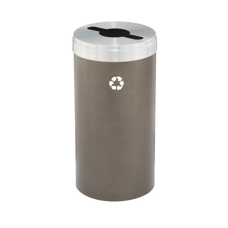 GLARO 16 gal Round Recycling Bin, Bronze Vein/Satin Aluminum M-1532BV-SA-M1