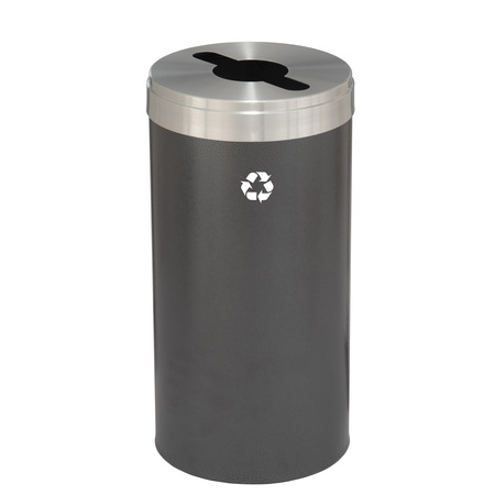 GLARO 16 gal Round Recycling Bin, Silver Vein/Satin Aluminum M-1532SV-SA-M1