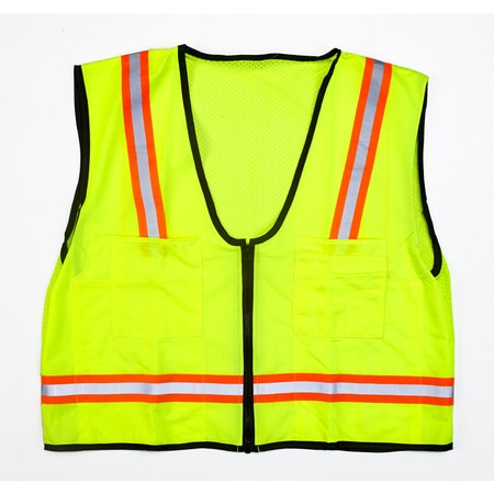 MUTUAL INDUSTRIES Mesh Back Surveyor Safety Vest, 4X-Large, Lime (2Pk) M16310-4553-7