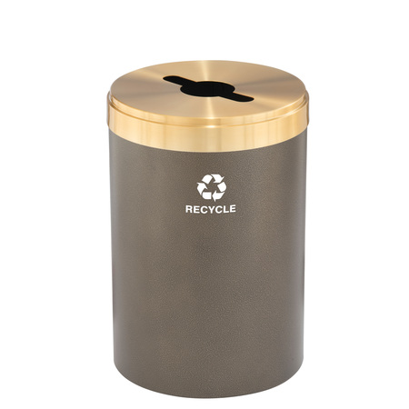 GLARO 33 gal Round Recycling Bin, Bronze Vein/Satin Brass M-2032BV-BE-M5