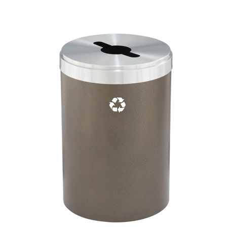 GLARO 33 gal Round Recycling Bin, Bronze Vein/Satin Aluminum M-2032BV-SA-M1