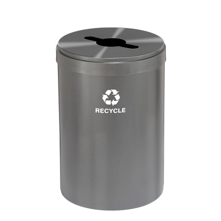 GLARO 33 gal Round Recycling Bin, Silver Vein M-2032SV-SV-M5