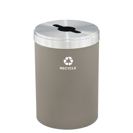 GLARO 41 gal Round Recycling Bin, Nickel/Satin Aluminum M-2042NK-SA-M5