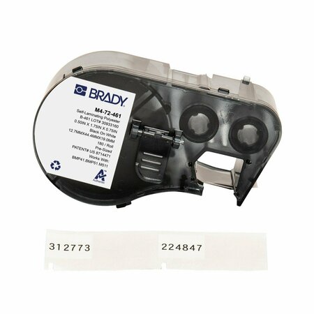 BRADY Precut Label Cartridge, Clear/White, Matte M4-72-461