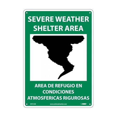 NMC Severe Weather Shelter Area Sign - Bilingual, M741AB M741AB