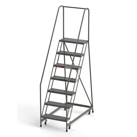 Ega Products Industrial Rolling Ladder, 7 Steps, 24"W Perforated Tread, 450 lbs. Capacity B7026HSU
