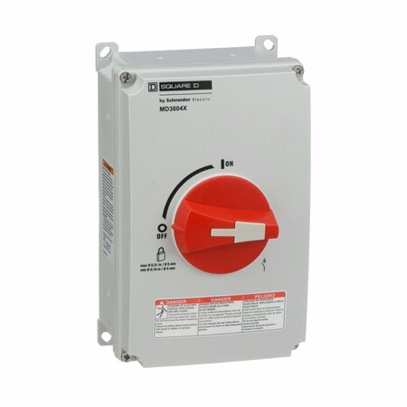 Square D Nonfusible Enclosed Single Throw Disconnect Switch, 220 to 240V AC, 440 to 480V AC, 600V AC MD3604X