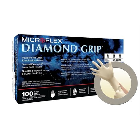 Ansell Microflex Diamond Grip Mf-300 Latex Gloves Size M MFXMF300M-CASE