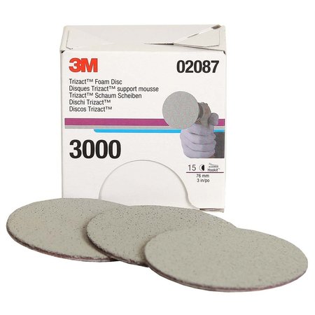 3M Trizact Hookit Foam Discs, 3", P3000 Grit 15/Box MMM2087