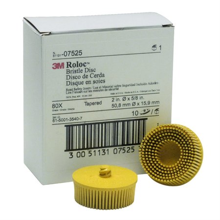 3M Scotch-Brite Roloc Bristle Discs 80 Grit Medium Yellow, 2" MMM7525