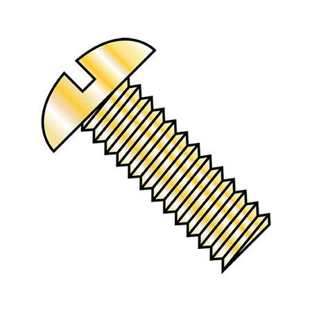 #10-32 X 3/8 In Slotted Round Machine Screw, Zinc Yellow Steel, 8000 PK