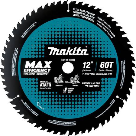 Makita 12" 60T Carbide-Tipped Max Efficiency Miter Saw Blade B-66983