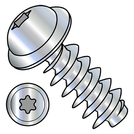 Thread Cutting Screw, M3-1.34 X 12 Mm, Zinc Plated Steel Flange Round Head Torx Drive, 5000 PK