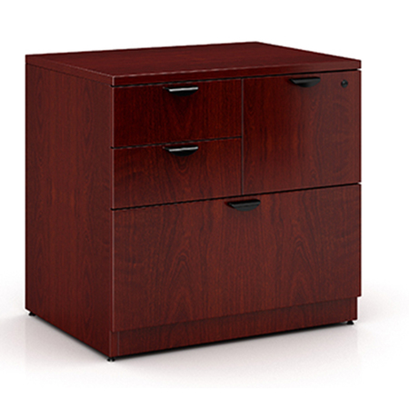 BOSS 31" W 4 Drawer Combo File Cabinet, Mahogany, Letter/Legal N114-M