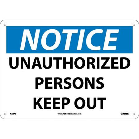 NMC Notice Unauthorized Persons Keep Out Sign, N22AB N22AB