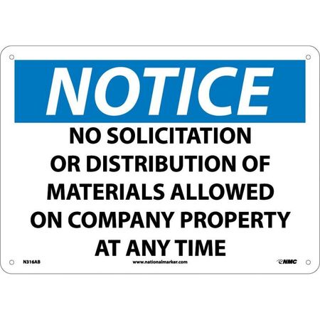 NMC Notice No Solicitation Or Distribution Of Materials Sign, N316AB N316AB