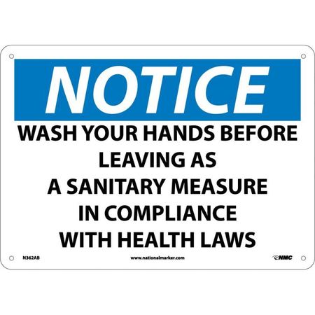 NMC Notice Wash Your Hands Before Leaving Sign, N362AB N362AB