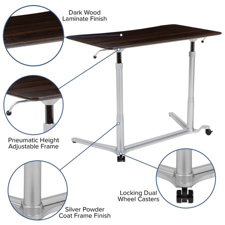 Flash Furniture Wood Grain Sit to Stand Desk NAN-IP-6-1-DKW-GG