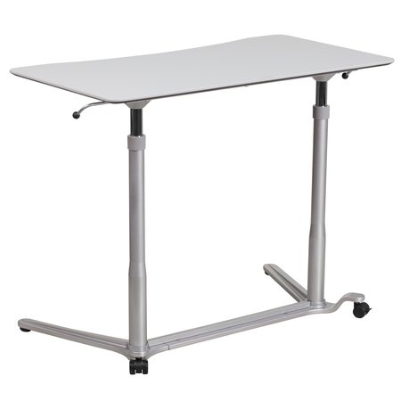 Flash Furniture Computer Desk, 20-1/2" D, 37-3/8" W, 29" to 40-3/4" H, Light Gray, Plastic, Table Top: Laminate NAN-IP-6-1-GG