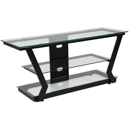 Flash Furniture TV Stand, Glass, Black Metal Frame NAN-JH-1760-GG