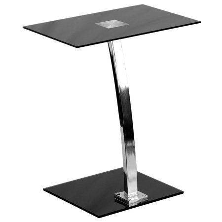 Flash Furniture Computer Desk, 12.5" D, 19" W, 22-3/4" H, Silk Black Top/Chrome Frame, Metal, Table Top: Glass NAN-LT-07-GG