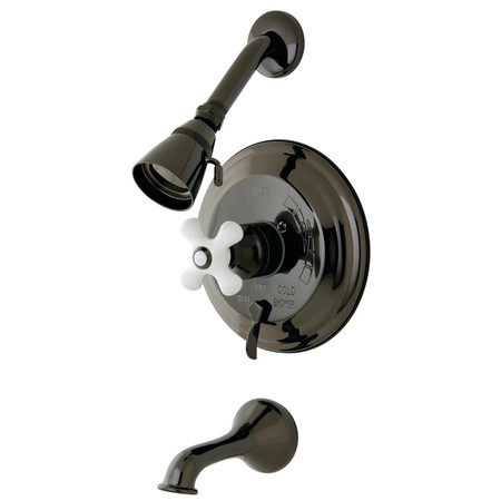 KINGSTON BRASS NB36300PX Pressure BalancedTub/Shower Faucet w/Porcelain Cross Handle NB36300PX