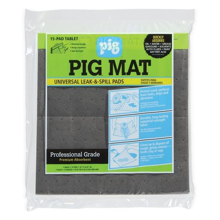 PIG Pig Universal Light-Weight Absorbent Mat Tablet, 14"X14.25"(15 Pad NPG25101