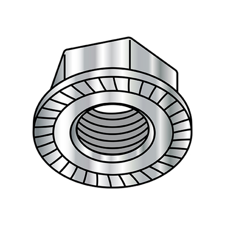 ZORO SELECT Flange Nut, #10-32, 18-8 Stainless Steel, Not Graded, Plain, 0.375 in Hex Wd, 0.13 in Hex Ht 11NR188