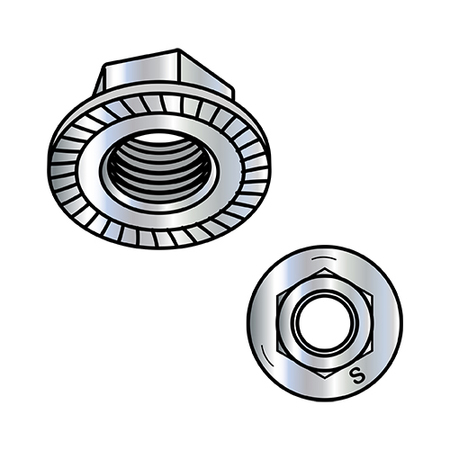 ZORO SELECT Flange Nut, 1/2"-13, Steel, Grade 5, Zinc Plated, 0.75 in Hex Wd, 250 PK 50NRL5