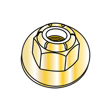 ZORO SELECT Lock Nut, 1/2"-13, Nylon, Grade 8, Yellow Zinc, 0.464 in Ht, 100 PK 50NSFL8