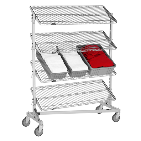 IRSG Nesting Wire Cart with 4 Collapsible Reverse Mat Shelves NT-1848R