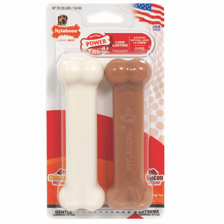 Nylabone Power Chew Bacon/Chicken Dog Toy 2Pcs Wo NVD003VPP