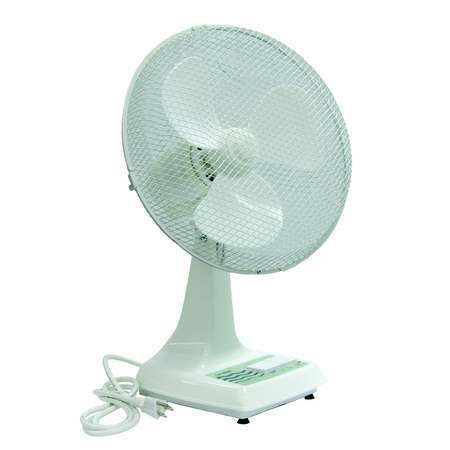 TPI COMMERCIAL Desk Fan, 12", 120V White Plastic Open Ven ODF-12