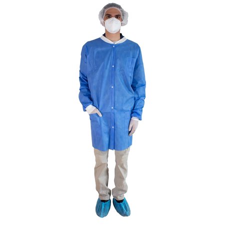 LIGHTHOUSE Lab Coat Blue, Large, PK50 OLCB8973PL