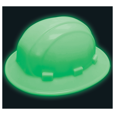 Erb Safety Full Brim Hard Hat, Type 1, Class E, Pinlock (6-Point), Green 19522