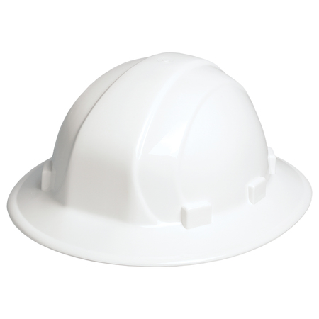 Erb Safety Full Brim Hard Hat, Type 1, Class E, Ratchet (6-Point), White 19911