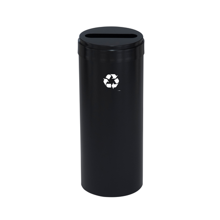 GLARO 15 gal Round Recycling Bin, Satin Black P-1242BK-BK-P1