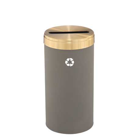 GLARO 16 gal Round Recycling Bin, Nickel/Satin Brass P-1532NK-BE-P1