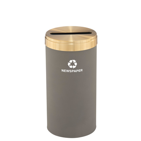 GLARO 16 gal Round Recycling Bin, Nickel/Satin Brass P-1532NK-BE-P3