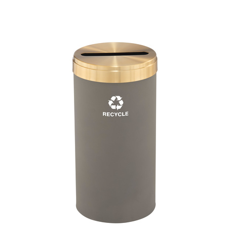 GLARO 16 gal Round Recycling Bin, Nickel/Satin Brass P-1532NK-BE-P5