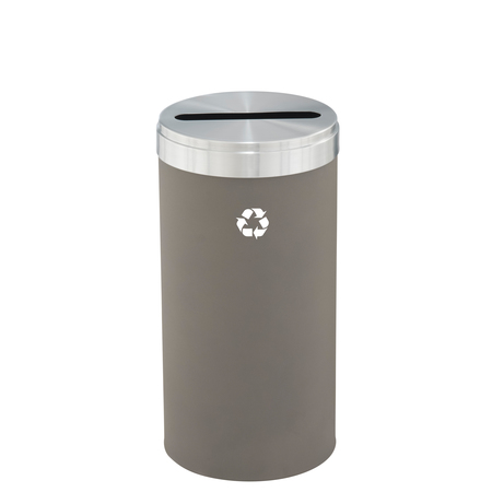 GLARO 16 gal Round Recycling Bin, Nickel/Satin Aluminum P-1532NK-SA-P1