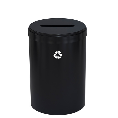 GLARO 33 gal Round Recycling Bin, Satin Black P-2032BK-BK-P1