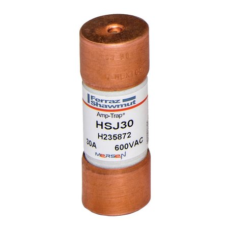 MERSEN UL Class Fuse, J Class, HSJ Series, High Speed, 30A, 600V AC, Non-Indicating HSJ30