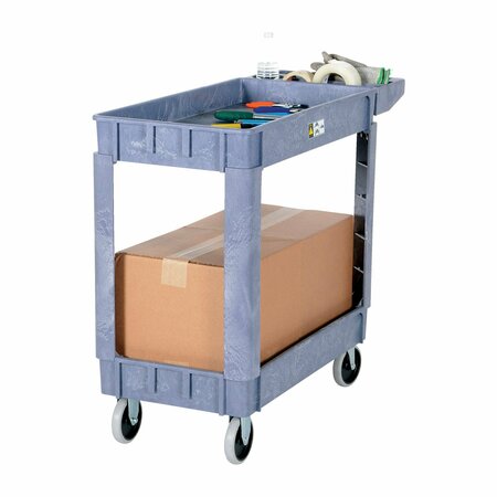 Vestil Plastic Utility Cart, 2 Shelves, 17.5 x 31, Foam Plastic, 2 Shelves, 550 lb PLSC-2-1731