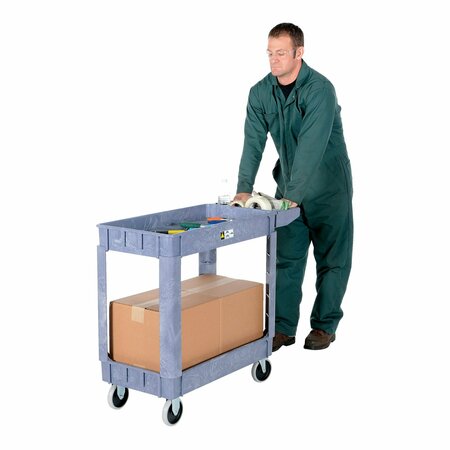 Vestil Plastic Utility Cart, 2 Shelves, 17.5 x 31, Foam Plastic, 2 Shelves, 550 lb PLSC-2-1731