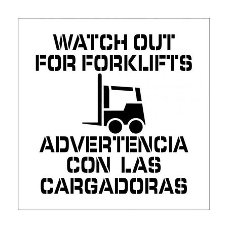 NMC Watch Out For Forklifts Bilingual Plant Marking Stencil PMS231BI