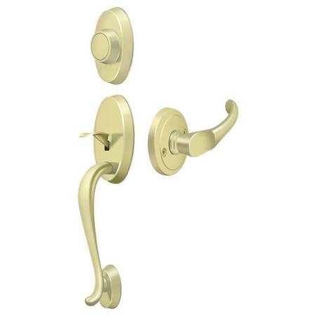 DELTANA Riversdale Handleset With Chapelton Lever Dummy Bright Brass PRRHDCHU3